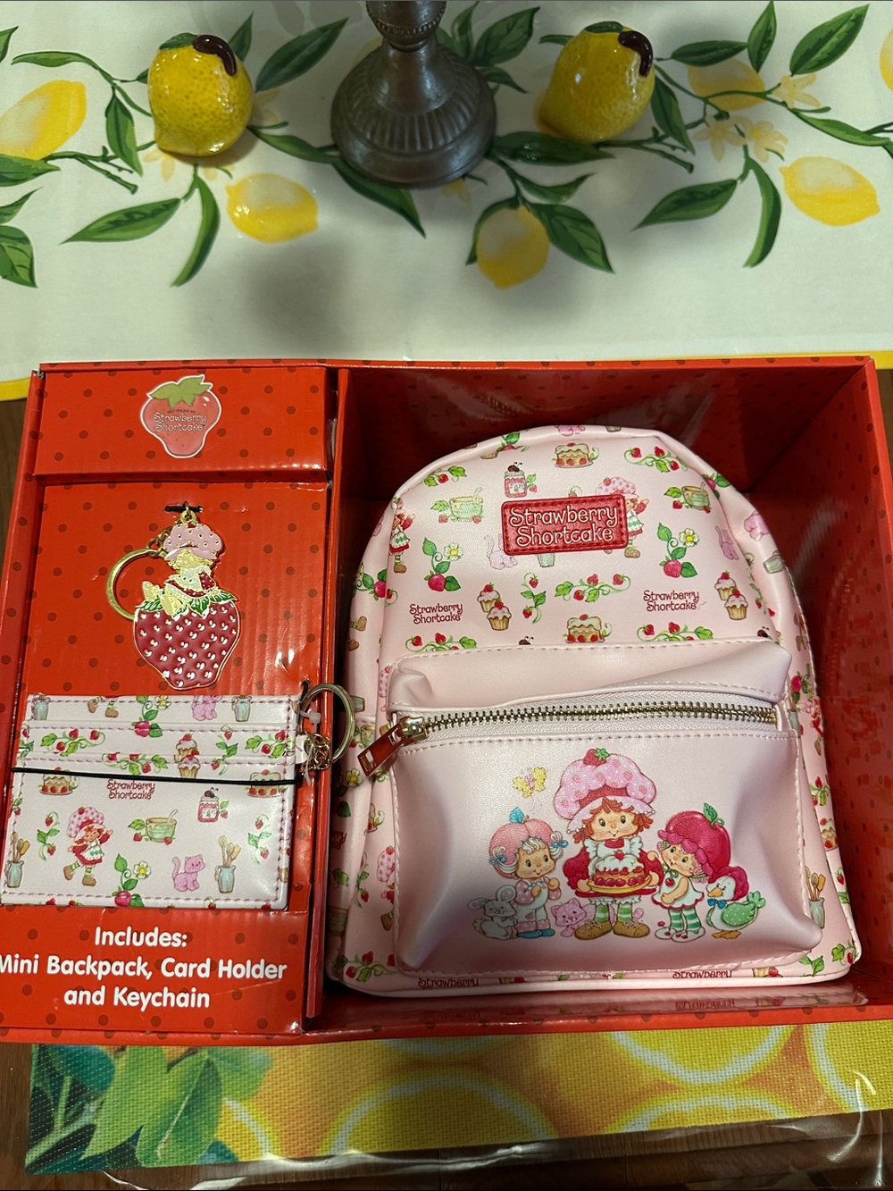 Pink Mini Backpack with Card Holder & Keychain